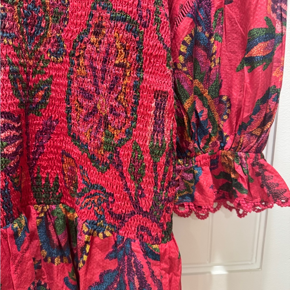 Farm Rio Red Tapestry Ruffle Mini Dress - Picture 6 of 8